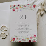 Enkel Multifärgad Wildblomma 21:a födelsedagen Par Inbjudningar<br><div class="desc">Den här enkla inbjudan till multifärgadens 21:a födelsedagsfest är perfekt för en modern händelse. Utformningen har ett flerfärgat sortiment av blommor i rosa,  ,  lila,  gult,  vit,  violett,  röd,  burgig vild.</div>
