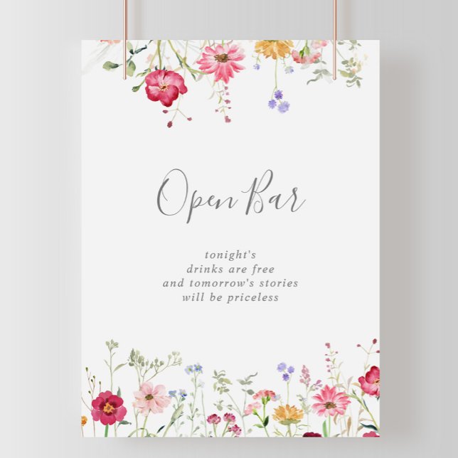Enkel Multifärgad Wildblomma Bröllop Open Pub-teck Poster (Skapare uppladdad)