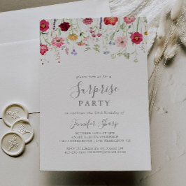 Enkel Multifärgad Wildblomma Surprise Party Inbjudningar