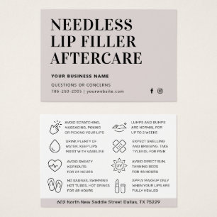 Enkel Nål Läppar Filler Esthetician Aftercare Visitkort
