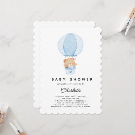 Enkel Nalle Blå Ballong Inbjudningar