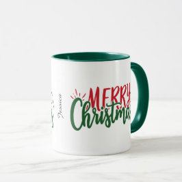 Enkel Namn God jul Röd och Grönt Mugg