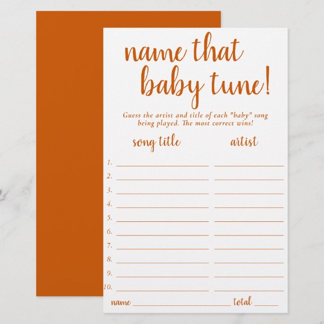 Enkel Namn som Baby Tune | Fall Orange-spelkort (Fram/baksida)