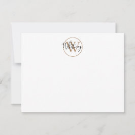 Enkel namnnotering i svart guld Script Monogram No Anteckningskort