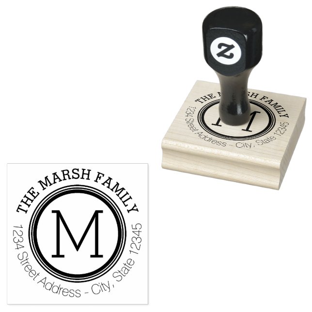 Enkel namnring med monogram och returadress stämpel (Stämplad)