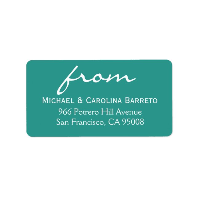 Enkel Namnteckning - Turkos Adressetikett (Framsidan)