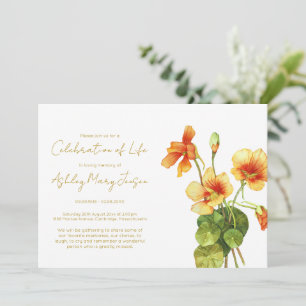 Enkel Nasturtium Celebration of Life Begravning Inbjudningar