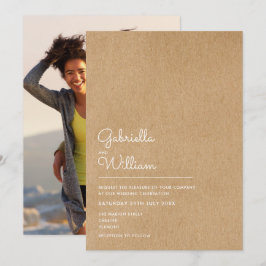 Enkel Naturlig Skrift Rustik Kraft Foto Bröllop Inbjudningar