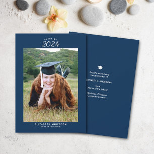 Enkel Navy Blue Klass 2026 Examen Foto Meddelande