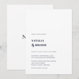 Enkel NAVY BLUE- och White Wedding-inbjudan Inbjudningar