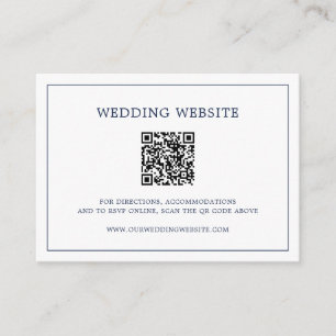 Enkel Navyblå Monogram QR-kod Elegant Bröllop Tilläggskort
