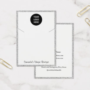 Enkel Necklace Visning Business Logotyp Silver Visitkort