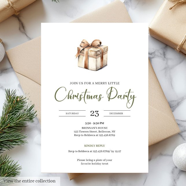Enkel neutral beige skandinavisk julinbjudan inbjudningar (Simple Neutral Beige Scandinavian Christmas Invite)