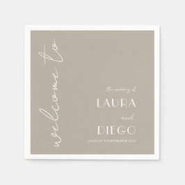 Enkel neutral välkomstskylt för bröllop pappersservett
