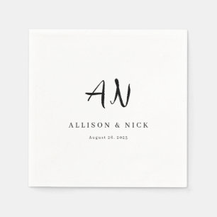 Enkel Neutralt Monogram Bröllop Napkins Pappersservett