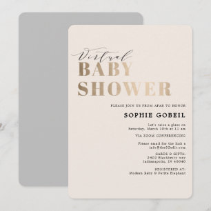 Enkel Neutralt och Guld VIRTUTAL Baby Shower Inbjudningar