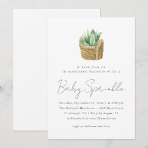 Enkel Neutralt Succulent Baby Sprinkle Meddelande