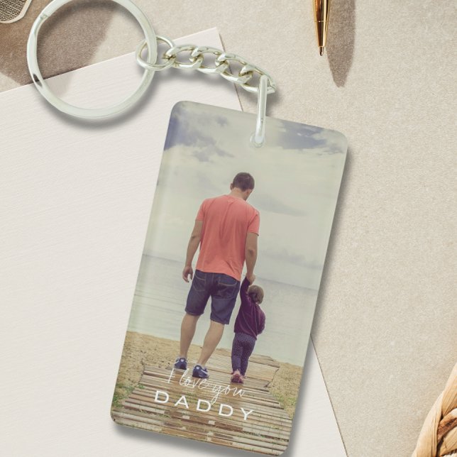 Enkel Nyckelring med Foto 'Jag älskar dig Pappa' (Simple I Love You Daddy Photo Keychain
)