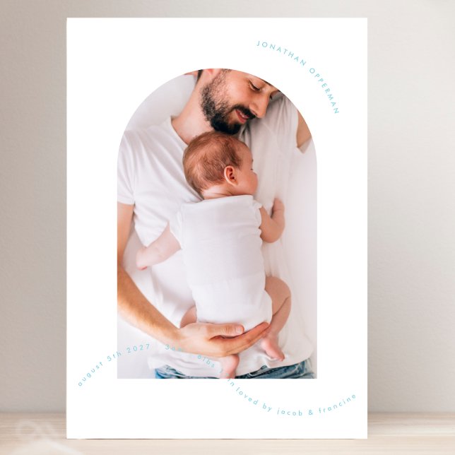 enkel nyfödd bålfoto, baby blue födsel meddelande (Skapare uppladdad)