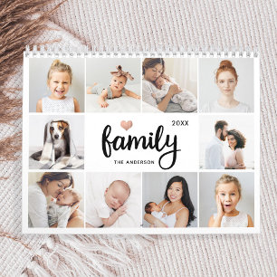Enkel och Chic Family Heart Photo Collage 2024 Kalender