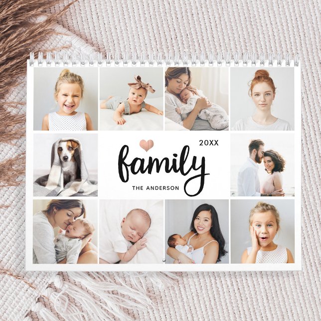 Enkel och Chic | Family Heart Photo Collage 2024 Kalender (A sweet and simple photo collage calendar for your family)