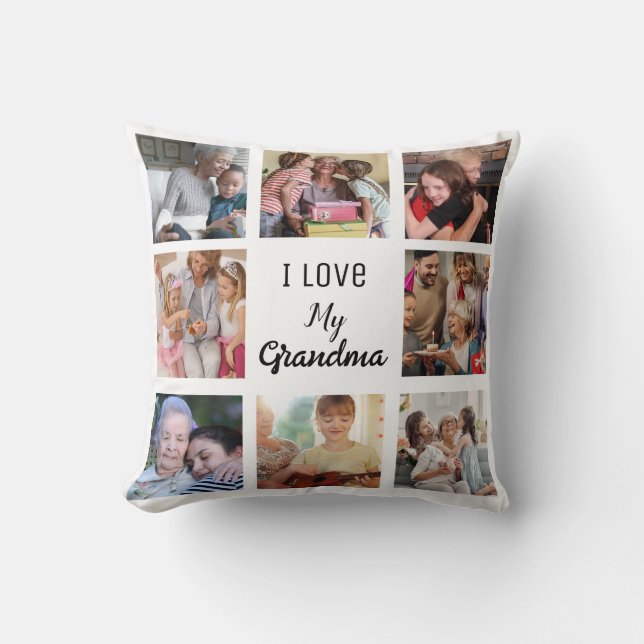 Enkel och Chic| Fotokollage för farmor Kudde (Framsida)