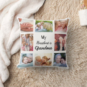 Enkel och Chic Fotokollage för Mormor Kudde