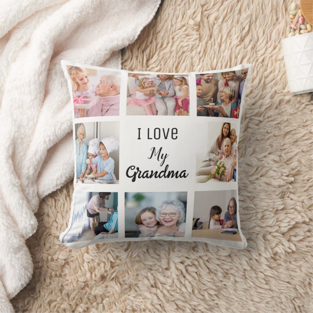Enkel och Chic| Fotokollage för Mormor Kudde (Filt)