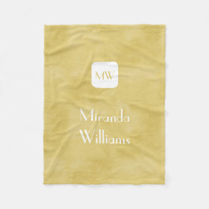 Enkel och Chic Goldenrod Gult Monogram och Namn Fleecefilt