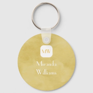 Enkel och Chic Goldenrod Gult Monogram och Namn Nyckelring