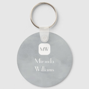 Enkel och Chic Grått Grått-monogram med Namn Nyckelring