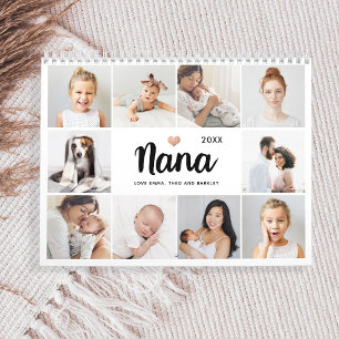Enkel och Chic Heart Photo Collage för Nana Kalender