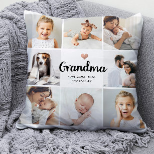 Enkel och Chic   Hjärtfoto Collage for Grandma Kudde