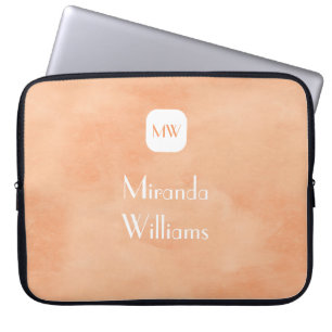 Enkel och Chic Peach Orange Monogram med Namn Laptop Sleeve
