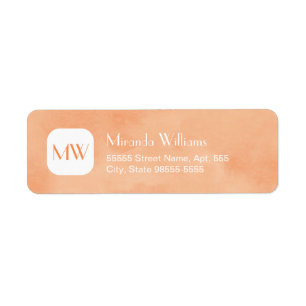 Enkel och Chic Peach Orange Monogram med Namn Returadress Etikett