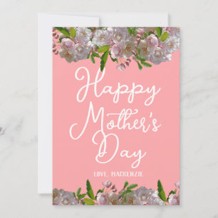 Enkel och Chic Rosa Blommig Mor Dagar Present Julkort