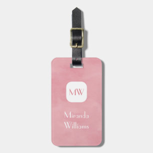 Enkel och Chic Rosa Monogram med Namn Bagagebricka
