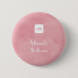 Enkel och Chic Rosa Monogram med Namn Knapp