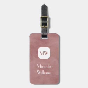 Enkel och Chic Rosig Brun Monogram Med Namn Bagagebricka