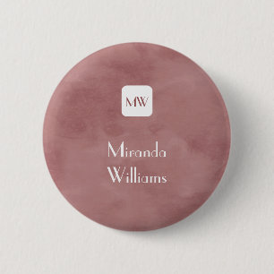 Enkel och Chic Rosy Brown Monogram med Namn Knapp