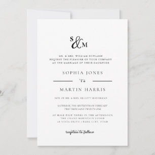 Enkel och elegant, Ampersand Monogram Bröllop Inbjudningar