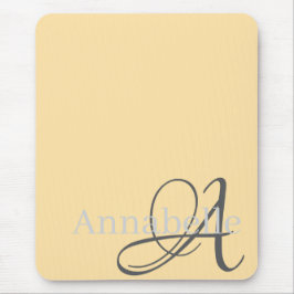 Enkel och Elegant Beige Monogram och Namn Musmatta