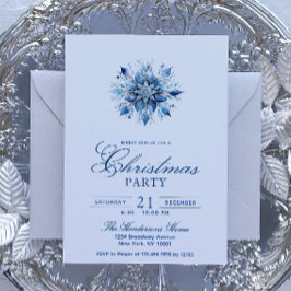 Enkel och Elegant Blå snöflingan jul Party Inbjudningar