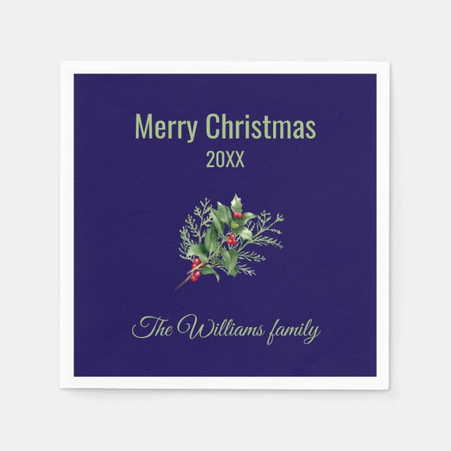 Enkel och Elegant botanisk jul Pappersservett (Framsidan)