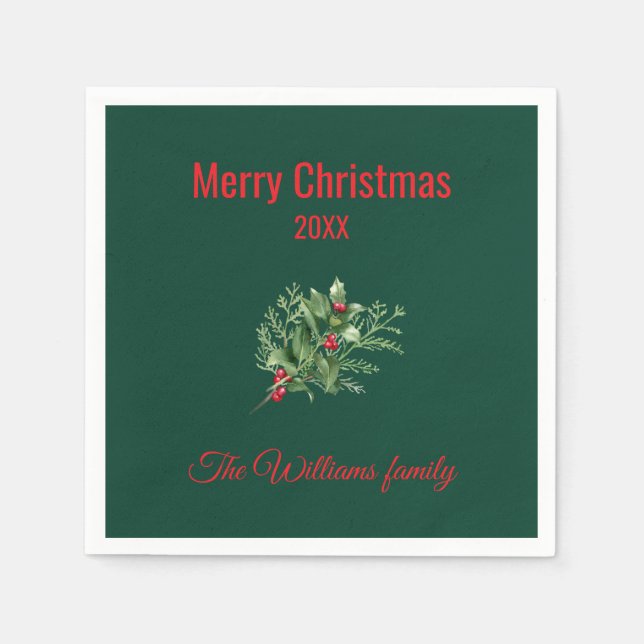 Enkel och Elegant botanisk jul Pappersservett (Framsidan)