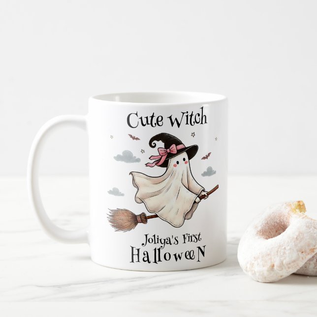 Enkel och Elegant Cute-häxa först Halloween Kaffemugg (Med munk)