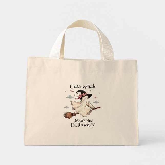 Enkel och Elegant Cute-häxa först Halloween Mini Tygkasse (Framsidan)