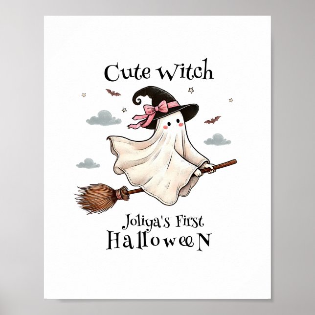 Enkel och Elegant Cute-häxa först Halloween Poster (Framsidan)