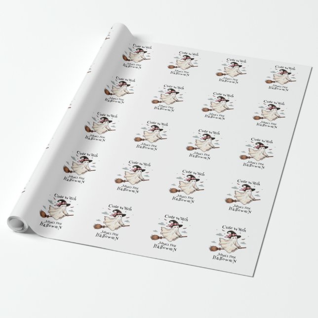 Enkel och Elegant Cute-häxa först Halloween Presentpapper (Utrullad)
