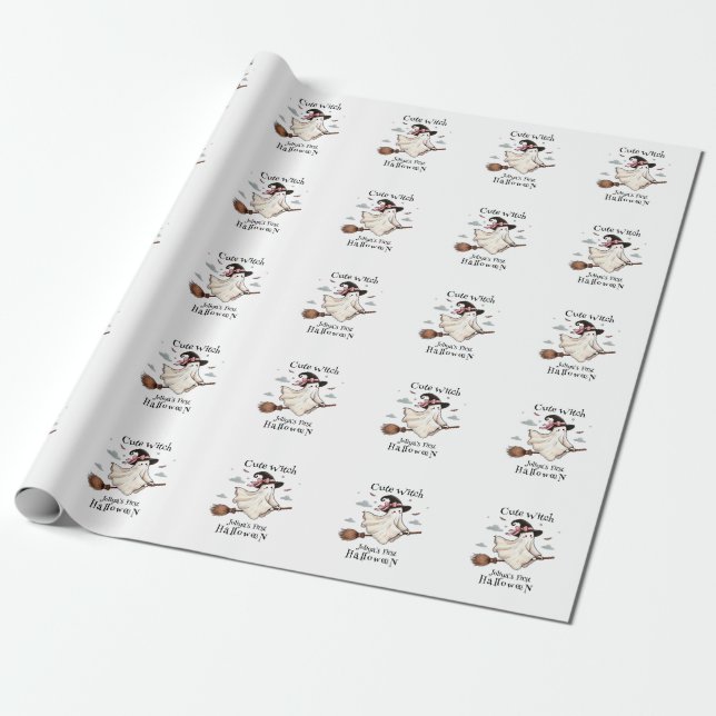 Enkel och Elegant Cute-häxa först Halloween Presentpapper (Utrullad)